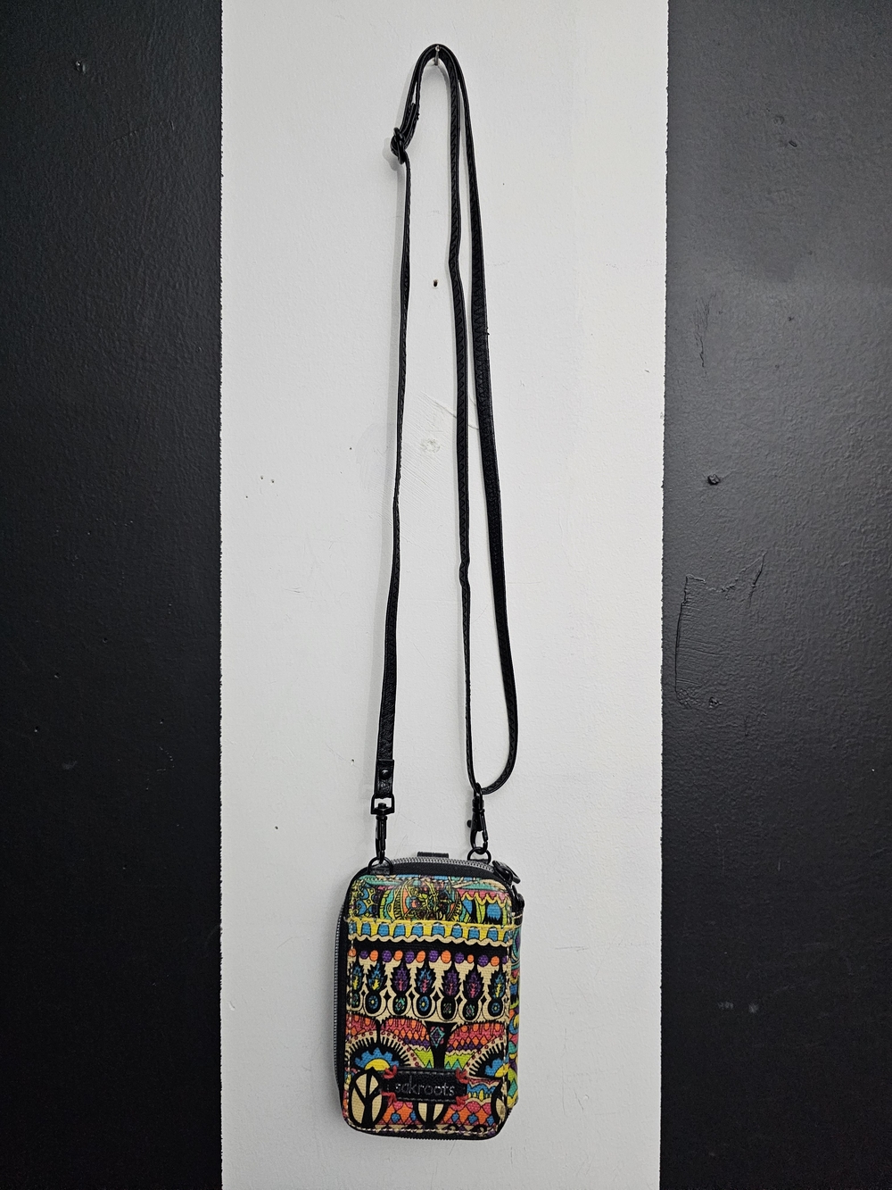 Sakroots Multicolor Pattern Crossbody Wallet Bag with Black Strap